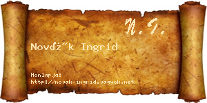 Novák Ingrid névjegykártya